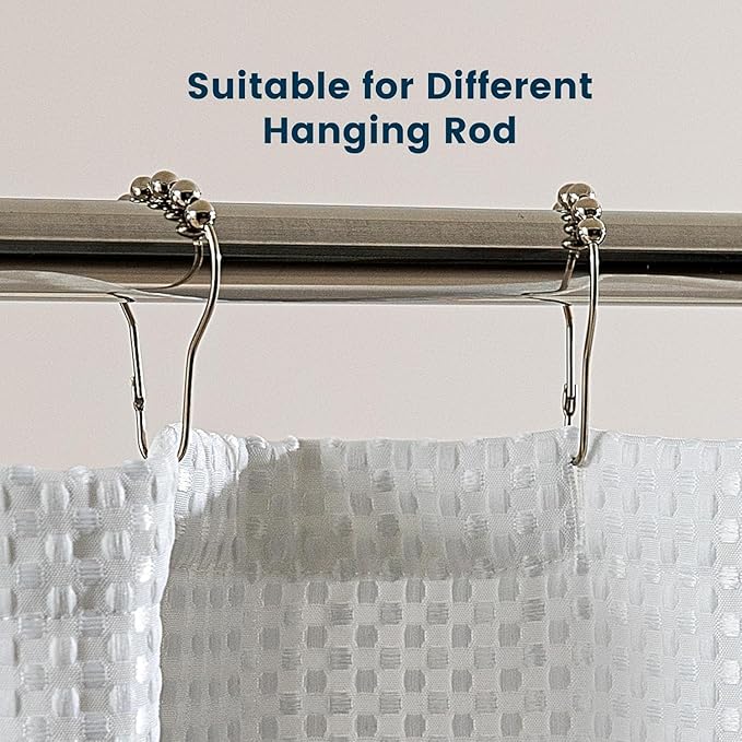 SLEEP ZONE Shower Curtain Liner, Waffle Shower Curtains for Bathroom, Heavy Duty Thick Fabric Shower Curtains - 285GSM Luxury Weighted Polyester Bath Curtain, 72" × 78" (Pure White)