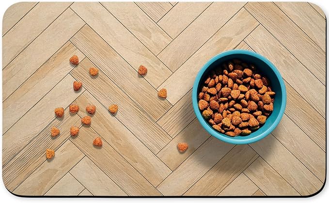 Dog Food Mats for Floors Waterproof, Dog Cat Water Bowl Mats Pet Feeding Absorbent Mat Dog Cat Pet Placemats for Food and Water Wood 16 * 24 inch