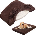 Nanbowang Waterproof Dog Bed Cover Replacement - Washable Pet Hair Easy to Remove, Dog Pillow Quilted for Dogs/Cats, 44x54 Brown