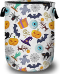 Pumpkin Magic Element Laundry Basket with Sturdy Handles, Halloween Collapsible Oxford Cloth Laundry Hamper Organizer Basket for Bathroom Bedroom 15.7x20 Inch