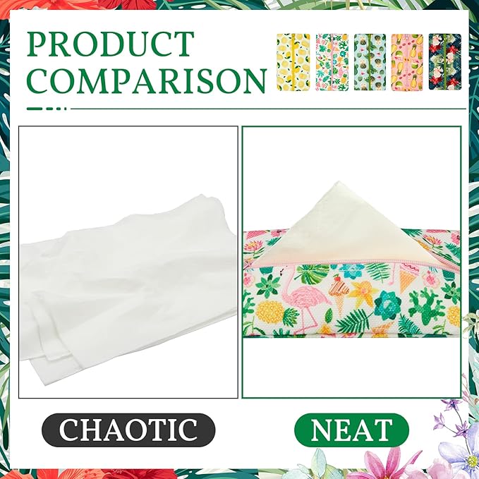 Sherr 5 Pieces Tissues Purse Pocket Tissue Holder Reusable Travel Tissue Pouch Fabric Zipper Enclosed Small Size Flower Pattern Tissue Holder for Purse Coins for Summer, 5.25 x 3 Inch