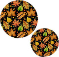 Boccsty Colorful Autumn Leaves Trivet Mat 2PCS Oak Aspen Maple Round Woven Potholders Kitchen Table Countertop Protector Hot Pads Farmhouse Coasters Counter Mats for Cooking Baking