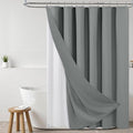 ROLIZOE 3-in-1 Waffle Texture Shower Curtain Set with TPU-Coated Waterproof Liner and 12 Upgraded Double-Sided Hooks, Well-Matched Sizes for a Seamless Fit – Gray, 72" x 78"