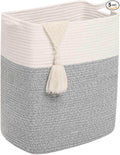 Tall Laundry Basket With Handles,Woven Cotton Rope Big Laundry Hamper Sorters,Versatile Storage for Dirty Clothes,Baby Toys,and Blankets in Bathroom, Nursery,and Living Room (Silver Gray, 80L)