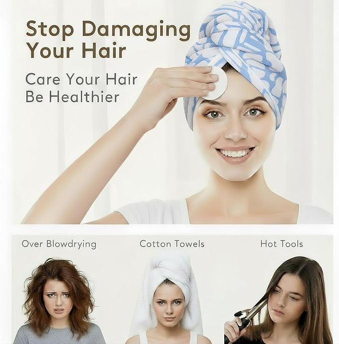 YHPDYL 2-Pack Women's Microfiber Hair Towel Wrap: 50% Faster Drying, Ultra - Absorbent & Anti - Frizz for Long and Curly Hair! 16 * 26 Inches Oversized, Lightweight for Travel, Gym, Spa & Home Use