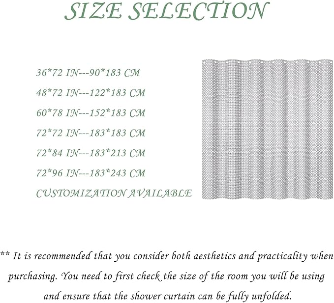 ggaimwf 48x72 Inch Solid Color Shower Curtain for Bathroom Waffle Bath Water Resistant Fabric Curtains Platinum Gray Modern Thick Shower Stall Curtain with Metal Hooks