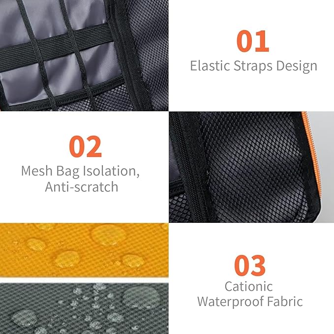 Lcsmaokin Electronics Travel Organizer,Portable Waterproof Electronic Travel Storage Bag for Small Charging Cord Storage,Charger,SD Card etc,for Travel,Business-Purple Black