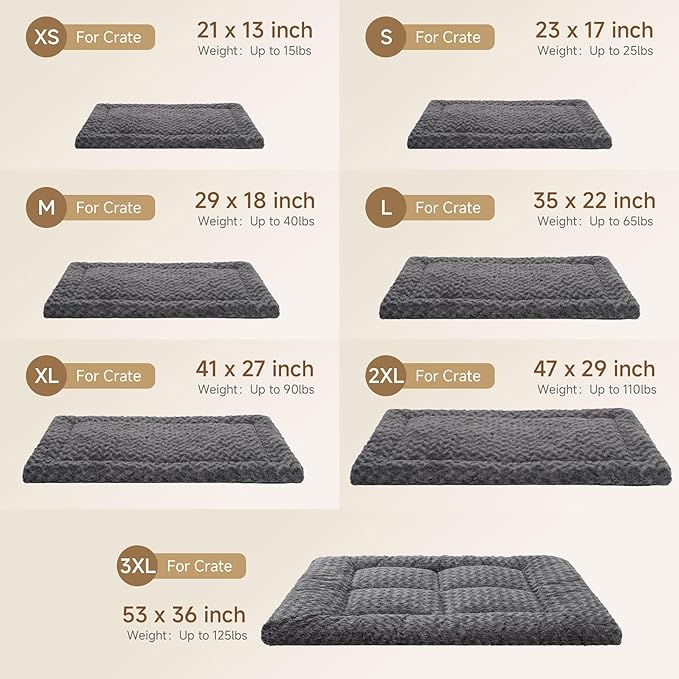 Washable Dog Bed Mat Soft Dog Crate Pad Fluffy Pet Kennel Beds Sleeping Mattress with Non-Slip Bottom for Large Jumbo Medium Small Dogs, 35 x 22 Inch, Black