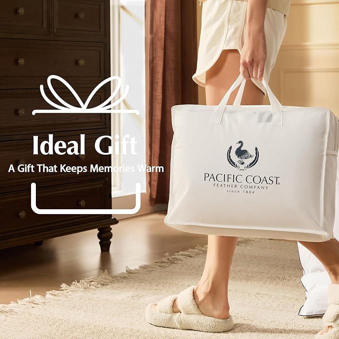Pacific Coast Goose Feather Down Fiber Comforters King Size, Extra Fluffy White Duvet Insert, Ultra-Soft, Breathable, All Season Hotel Luxury Bedding Comforters, 8 Corner & Center Loops (106"x90")