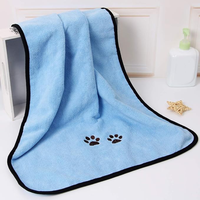 Wipela Pet Dog Cat Microfiber Drying Towel Ultra Absorbent Great for Bathing and Grooming (2-Pack)