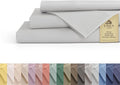 Linen Home 100% Cotton Percale Sheets King Size, Silver, Deep Pocket, 4 Pieces Set - 1 Flat, 1 Deep Pocket Fitted Sheet and 2 Pillowcases, Crisp Cool and Strong Bed Linen