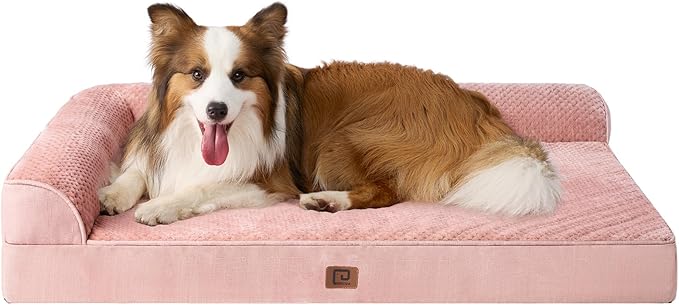 EHEYCIGA XL Dog Bed Memory Foam for Crate, Extra Large Dog Bed Orthopedic with Washable Removable Cover, Waterproof Pet Sofa Couch XLarge Size Dogs, 41x27x6.5, Pink