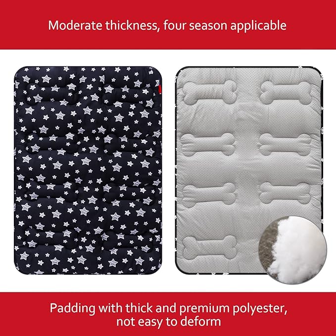 Moonsea Dog Crate Mat (42" X 28") 2 Pack, Soft Bed, Personalized Pad, Anti-Slip Bottom, Machine Washable Kennel Pad, Black