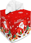 Tissue Box Cover Square Decorative Tissue Box Holder Cute Funny Cube Tissue Case Cover-Xmas Decor Christmas Santa Claus Tissue Box Cover