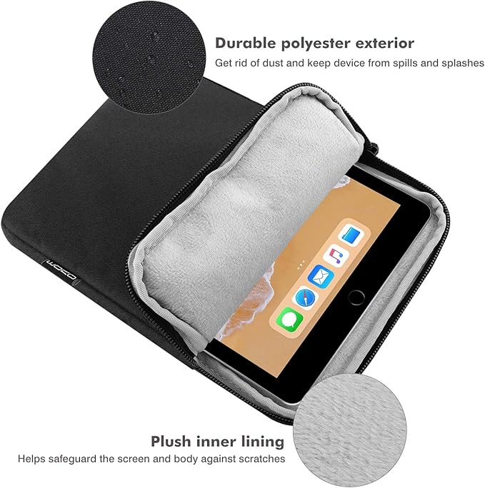 MoKo 9-11 Inch Tablet Sleeve Bag Carrying Case Fits New 11inch iPad Air M3, iPad A16 2025, iPad Pro 11 M4, Air 5/4/3, iPad 10/9/8th Gen, Tab S8/S9 11", Black | Black