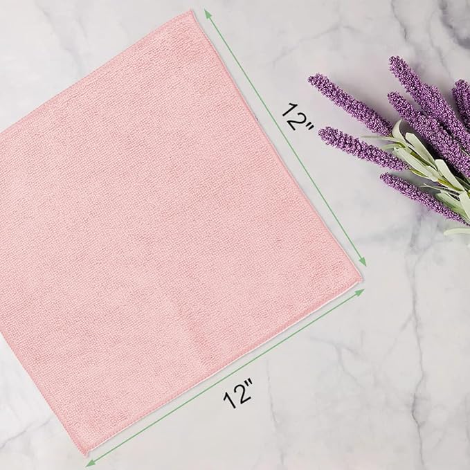 UNIMADE Washcloths - 20 Pack - Face Towels (12" x 12"), Highly Soft Wash Cloths and Hand Towels, Fast Drying Multi-Purpose Microfiber Cleansing Cloths for Bathroom, Hotel, Spa, and Salon - Pink