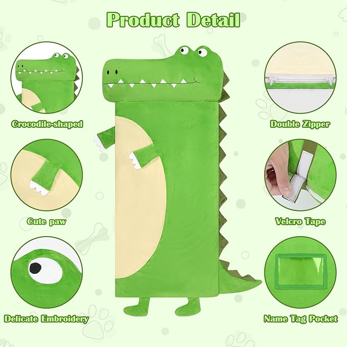 Toddler Nap Mat,Elephant Kids Sleeping Bag 67‘’×27‘’,Extra Large Slumber Bag Thick with Removable Pillow for Girls Boys,Soft Plush Roll Up Sleeping Mat Lightweight for Preschool,Daycare,Travel