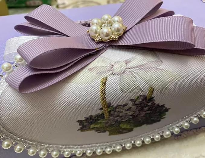 Tissue Cover Holder Fabric Art Cute Tissue Box Cover Dispenser Napkin Organizer for Bathroom Bedroom Office and Car (C-Purple)