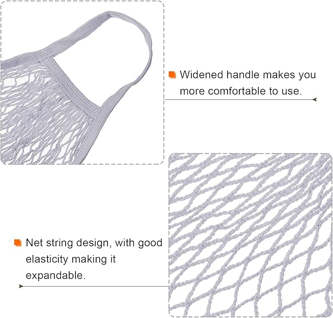 MECCANIXITY Cotton Mesh Bag Reusable Washable Mesh Net String Grocery Bags Organizer for Fruits Vegetables Shopping