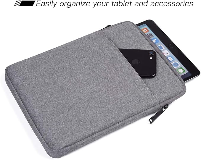 Tablet Sleeve Case for 11" Samsung Galaxy Tab A9+/ Galaxy Tab S6 Lite (2024) 10.4", iPad 10th/ Air 5th 10.9, Pro 11 M4 2024,iPad 9/8/7 10.2 Bag, Light Grey
