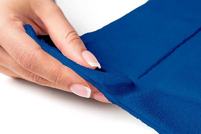Ample Decor Bath Mats 100% Cotton 24 X 17 & 34 X 20 Inches, Oeko Tex Certified 1350 GSM Solid Construction Thick & Plush, Super Absorbent for Bathroom Floor, Shower – Navy