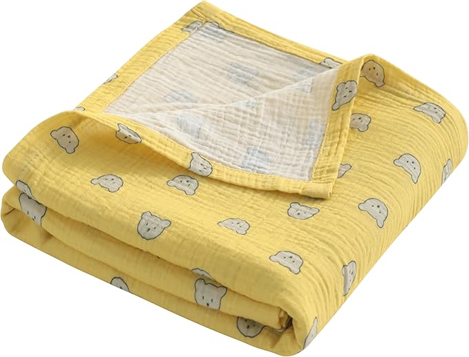 NTBAY 2 Layer Muslin Cotton Baby Swaddle Blanket, 30x40 Soft and Breathable Receiving for Newborns and Infants, Perfect for Crib, Stroller, Travel, Lightweight Nursery Blanket, Honey Bear