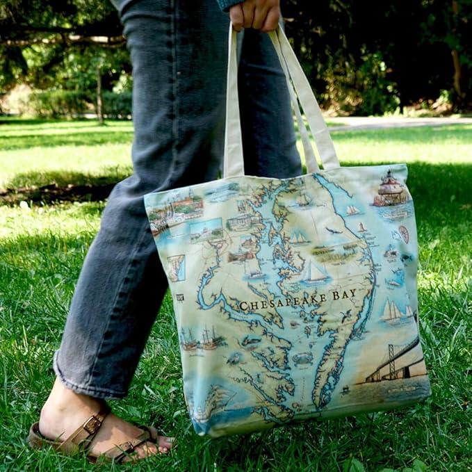 Xplorer Maps Canvas Tote Bag with Handles, Cloth Grocery Shopping Bag, Reusable & Eco-friendly Bag, 100% Cotton, Washable