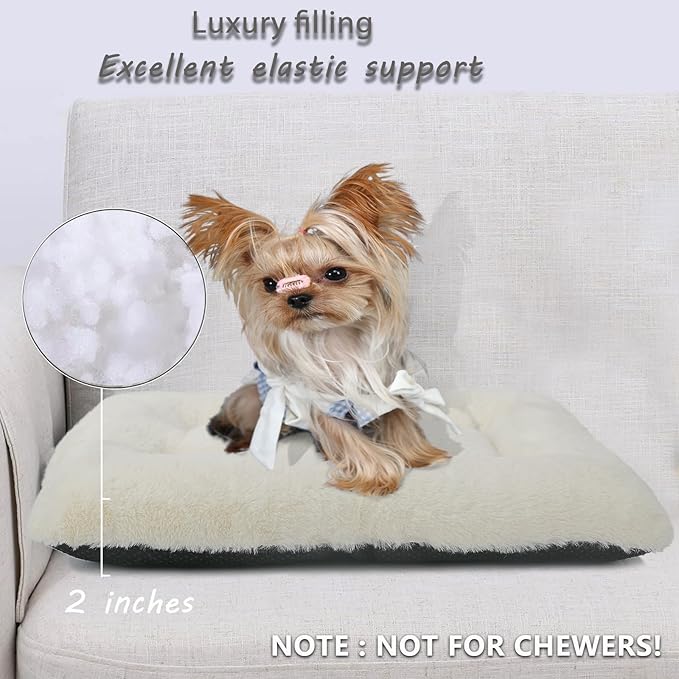 Puppy Bed for Crate 18 Inch for Extra Small Dogs Fit Metal Crates,Ultra Soft Flat Dog Bed Washable & Anti-Slip kennel pads for crates 18 x 12 Inch,Fluffy Comfy Pet Sleeping Mat for Dogs and Cats,Beige