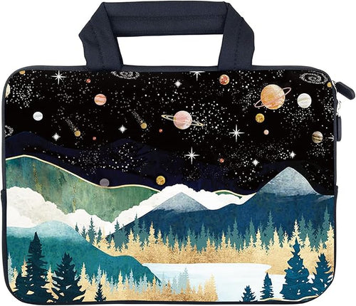 AMARY Laptop Sleeves 11.6" 12" Laptop Handle Bag Neoprene Notebook Carrying Pouch Chromebook Sleeves case Ultrabook Case Tablet Cover Fit Apple MacBook Air HP DELL Lenovo Asus (Mountains Galaxy)