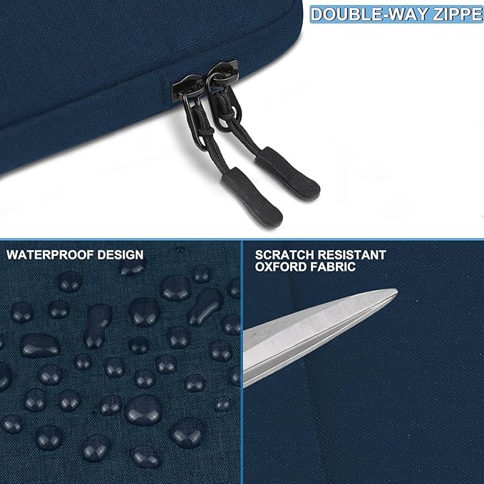 Laptop Sleeve Case 14 inch, Shockproof Protective Computer Cover with Accessories Pocket, Portable Laptop Bag Compatible for 14 inch MacBook Air/Pro, Dell, HP, Acer, Asus, Lenovo, Dark Blue