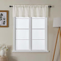 Lecloud Bessie Ivory Valance for Windows 14 Inch Length 2 Pcs, Faux Linen Semi-Sheer Curtain Valance, Yellowish Cafe Short Curtains with Rod Pocket for Small Windows, Each 30 W x 14 L