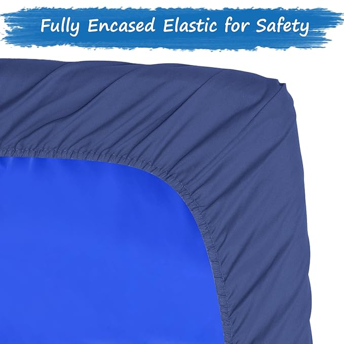 Nap Mat Sheet, 24" x 48" x 4" Fitted Elastic Corners Preschool Day Care Rest Nap Mat Cover, Soft & Breathable Microfiber Baby Sheets for Regalo My Cot Portable Toddler Bed and Joovy Travel Cot, Navy