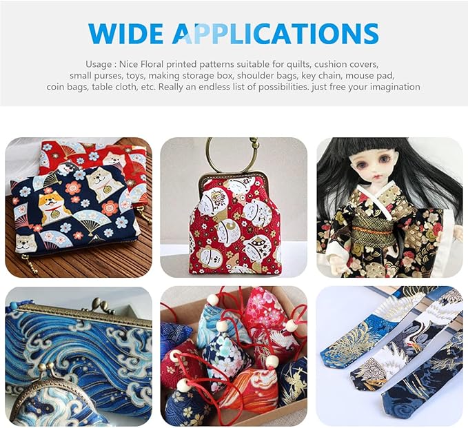 30Pcs 8 x 10 Inch Fat Quarters Cotton Fabric Bundle Squares Patchwork, Japanese Style Printed Cotton Wrapping Cloth Quilting Fabric Bundles for DIY Patchwork Sewing