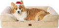 EHEYCIGA Orthopedic Dog Beds for Large Dogs, Waterproof Memory Foam Large Dog Bed with Sides, Non-Slip Bottom and Egg-Crate Foam Pet Couch Bed with Washable Removable Cover, Greige