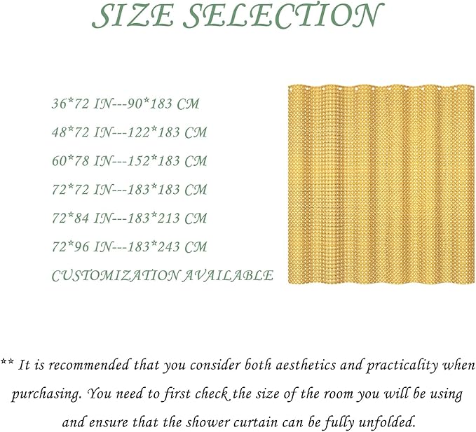 ggaimwf 72x96 Inch Solid Color Shower Curtain for Bathroom Waffle Bath Water Resistant Fabric Curtains Green Mustard Modern Thick Shower Stall Curtain with Metal Hooks