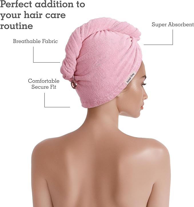 Brook + Bay Microfiber Hair Towel Wrap - Quick-Dry Absorption & Microfiber Towel - Anti-Frizz Styling & Hair Plop Technique