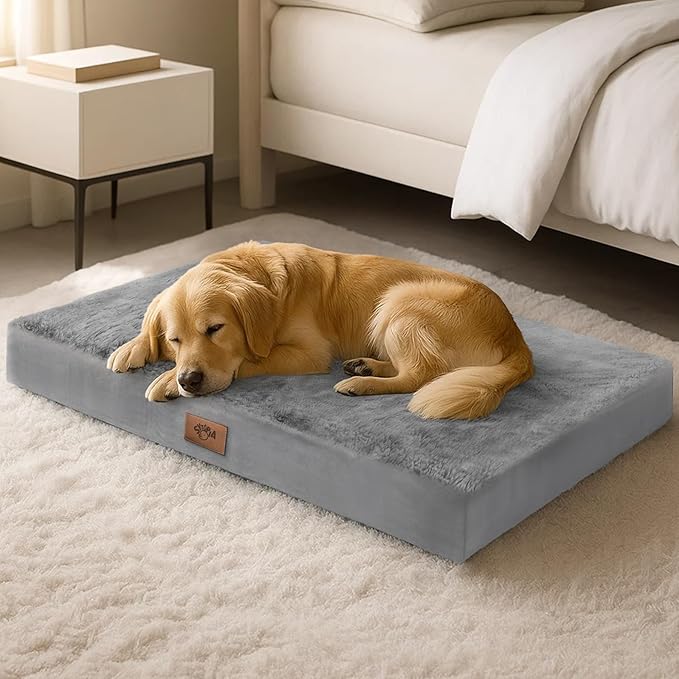 Sytopia 42 Inch Orthopedic Dog Bed for Large Dogs, Chew Proof Extra Large Pet Bed, Washable Waterproof Removable Cover, Anti-Slip Bottom, Durable Crate Mattress for Indoor Outdoor, XL