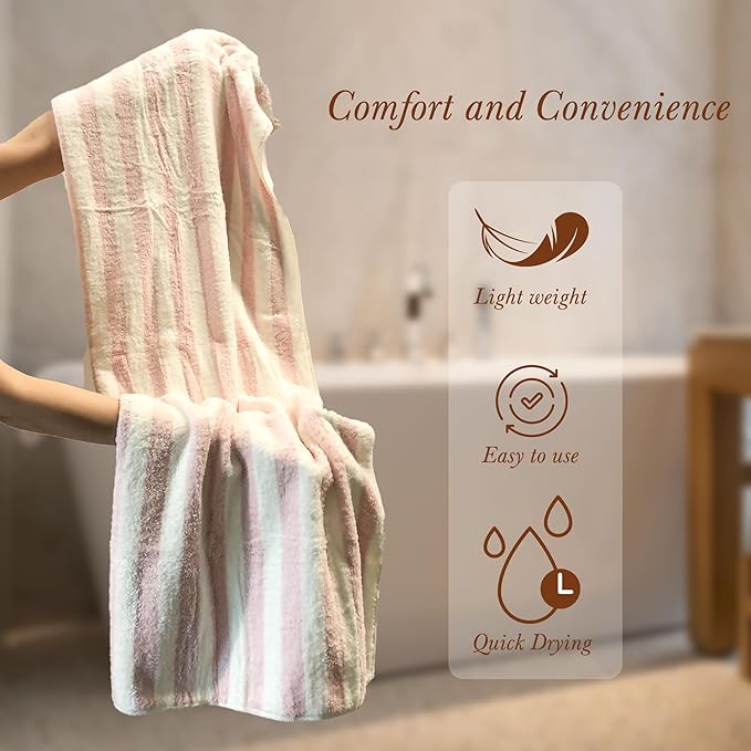 Chloven Large Microfiber Hair Towel Wrap for Women - Anti Frizz Hair Turbans, Super Absorbent & Lightweight, Ideal for Curly Long Hair with Elastic Strap