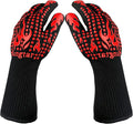 Turkey Fryer BBQ Heat Resistant Gloves, Cooking Gloves, Oven Gloves 1472℉,14Inch, Heat Resistant, Grill Gloves, Silicone Non-Slip Cooking Gloves for Cooking, Grilling, Baking, Welding, (Large, Red)