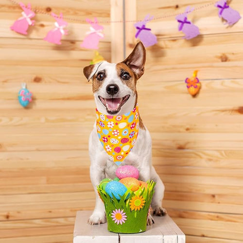ADOGGYGO Easter Dog Bandana, Multiple Sizes Offered, Reversible Triangle Easter Bandana Scarf for Medium Large Dogs Pets (Large)