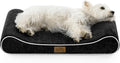 COZY KISS Orthopedic Dog Bed for Small Dogs up to 35 lbs - Removable Washable Cover with Waterproof Lining & Non-Skid Bottom, Cotton-Polyester Blend Boat-Shaped Lounger Mattress, S(30x20x5in), Black