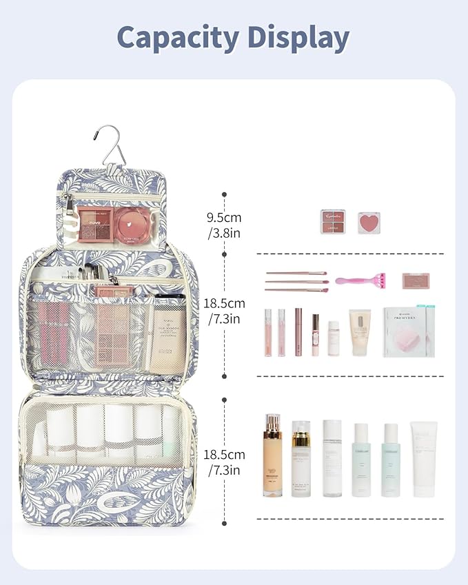 Narwey Small Hanging Travel Toiletry Bag for Women, Travel Bag for Toiletries, Makeup Bag Organizer Cosmetic Bags Make Up Bags for Girls