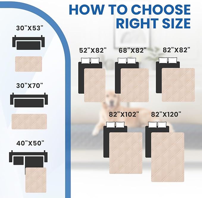 CYCMACO Waterproof Dog Bed Cover Pet Blanket, Soft Couch Cover for Dogs Washable, Non-Slip Dog Blanket Protect Furniture Couch Sofa Car for Puppy Large Dogs Cat (40x50 Inch, Beige)