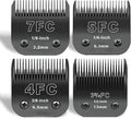 DODAER Black Detachable Pet Dog Grooming Clipper Stainless Steel Blades Set,Compatible with Andis,Oster A5,Wahl KM10 Series Clippers,4 Pack (7FC+5FC+4FC+3FC)