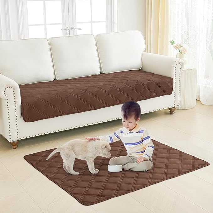 Smiry Waterproof Dog Bed Cover Blanket 82x102, Soft Reversible Pet Blanket, Washable Leakproof Cats Dogs Couch Cover for Sofa, Couch, Furniture, Lattice, Brown/Chocolate