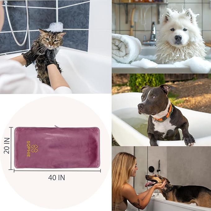 xrlsg Personalized Dog Towel Custom Towel for Dog Bath Supplies with Embroidered Pattern Name Super Absorbent Towels for Pet Bath 20 in x 40 in Pink