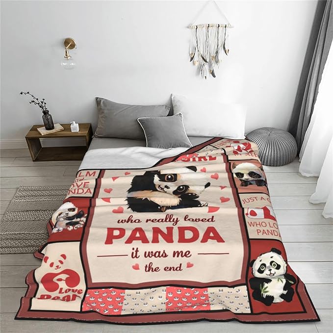Panda Blanket Panda Throw Blanket Soft Fleece Flannel Bedding Gifts for Men Boys Women Girls Lovers Adults Stuff Plush for Couch Sofa Bed Room Decor 50"X60"