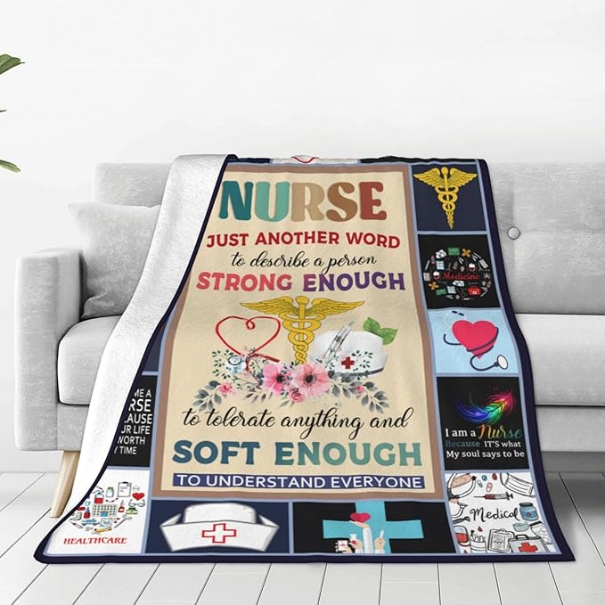 Nurse Blanket, Nursing Throw Blanket, Retirement Gifts, Soft Fleece Flannel Bedding Gifts for Men Women Girls Adults Stuff Plush for Couch Sofa Bed Office Room Decor 40"X50"