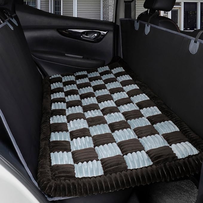 Dog Bed Mat for Trucks, Non-Slip Car Dog Bed for Pickup Back Seat Extenders, Soft Furry Travel Pet Blanket, Washable and Custom Fit for Truck Backseat Extenders and Hammock Seat Covers (58"×29" Gray)
