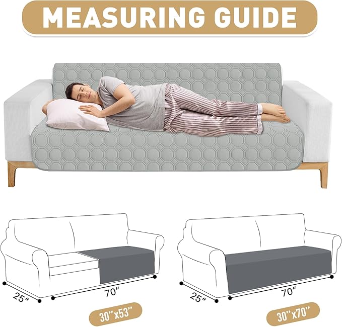ZNSAYOTX Ultimate Cozy Blankets (30"x53") 100% Waterproof Sofa Mat Blanket for Dog Pets, Bed Couch Protector with Non-Slip Back Washable Durable, Pee Scratch Proof Easy to Clean (Light Grey)